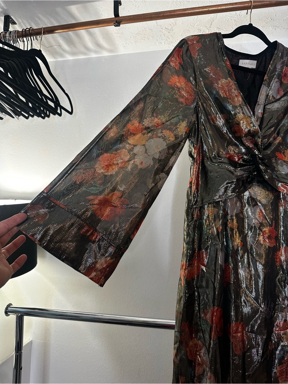 CABALLERO Floral Metallic Black MAXI DRESS - Picture 3 of 4